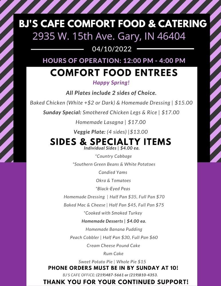 BJ's Cafe Comfort Food & Catering Menu image 2